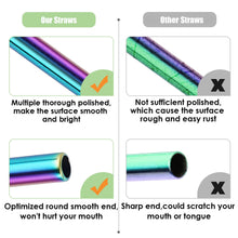 Load image into Gallery viewer, 20 Pack Reusable Stainless Steel Metal Straws,10.5&quot; &amp; 8.5&quot; Reusable Drinking Straws with 20 Silicone Tips 5 Straw Brushes 1 Travel Case,Eco Friendly Extra Long Metal Straw Fit for 20 24 30 oz Tumbler
