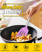 Load image into Gallery viewer, Pack of 2 Silicone Solid Turner, Non Stick Slotted Kitchen Spatulas, High Heat Resistant BPA Free Cooking Utensils, Ideal Cookware for Fish, Eggs, Pancakes(Black)
