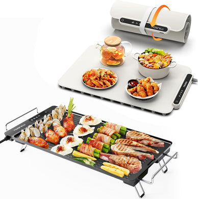 Pro Electric Griddle with Removable Touch Panel and iTRUSOU Electric Warming Tray Full Surface Heating