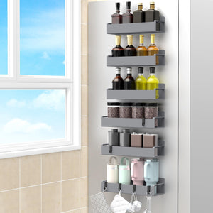 4 Pack Magnetic Spice Rack Organizer for Refrigerator and Oven, Black Fridge Organizers and Storage for Kitchen