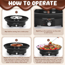 Load image into Gallery viewer, MINI Melting Fondue Set, 10oz Electric Chocolate Melting Pot with 6PCS Forks, Cute Chocolate Fondue Fountain, Warmer Machine for Milk Chocolate, Cheese, Butter, Candy (Coffee)