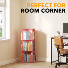 Load image into Gallery viewer, SpaceAid 4 Tier Rotating Bookshelf Tower, Spinning Bookcase Lazy Susan, Revolving 360 Book Shelf Storage Round Carousel, Vertical Rotate Turning Spiral Corner Organizer, White