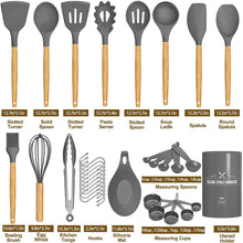 Load image into Gallery viewer, Umite Chef Kitchen Cooking Utensils Set, 33 pcs Non-Stick Silicone Cooking Kitchen Utensils Spatula Set with Holder, Wooden Handle Silicone Kitchen Gadgets Utensil Set (Khaki)