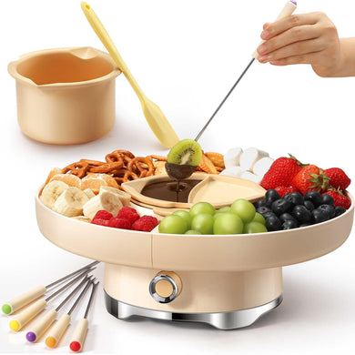 Chocolate Melting Pot Candy Melts Melter with 2 Insert Pots and Spatula, 4 Cups Capacity Warmer Machine, Ideal Dipping Tool Kitchen Supplies for Making Cake Pop Covered Strawberries Fondue