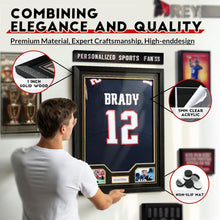 Load image into Gallery viewer, JupDec Jersey Frame &amp; Championship Ring Display Case, Large Clear Acrylic Shadow Box with UV Protection Wooden Showcase, , Idea Gift for Sports Fans