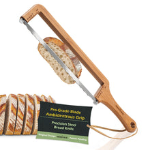 Load image into Gallery viewer, Adjustable Bread Slicer for Homemade Bread – Sourdough Bread Knife with Thickness Guide &amp; Serrated Stainless Blade, Manual Bow Cutter for Bagels and Baguettes, Gift for Baker, Ambidextrous Use