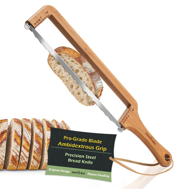 Adjustable Bread Slicer for Homemade Bread – Sourdough Bread Knife with Thickness Guide & Serrated Stainless Blade, Manual Bow Cutter for Bagels and Baguettes, Gift for Baker, Ambidextrous Use