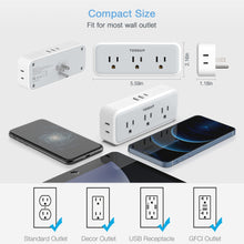 Load image into Gallery viewer, Multi Plug Outlet Extender, TESSAN Surge Protector Wall Plug Splitter with 5 Electrical Outlet Expander, Multiple Plug Adapter for Travel Home Office