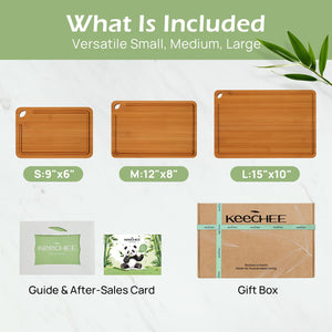 Bamboo Cutting Board, Durable Wood Cutting Boards for Kitchen with Deep Juice Grooves & Built-in Handles, Ideal Charcuterie & Chopping for Meat, Vegetables and Fruits Ideal Kitchen Gifts