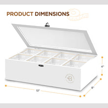 Load image into Gallery viewer, Bamboo Tea Bag Organizer Storage Box with Drawer &amp; Acrylic Window - Magnetic Lid Keeps Contents Fresh - Ideal Mothers Day Gifts for Mom - Gift Caddy (Tea Not Included)