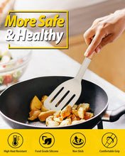 Load image into Gallery viewer, Pack of 2 Silicone Cooking Spatula, Heat Resistant Solid Turner, Non Stick Slotted Spatulas with Wooden Short Handle,Ideal Wood Kitchen Utensils Set for Frying, Baking, Flipping, Turning