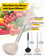 Load image into Gallery viewer, Pack of 2 Ladle Spoon,Silicone Large Spoon for Soup,Non Stick Kitchen Utensils with High Heat Resistant,BPA Free Perfect Kitchen Tools for Cooking, Stirring,Serving Soups (GREY-BLUE)