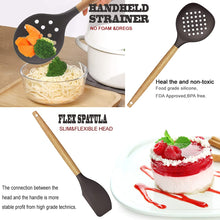 Load image into Gallery viewer, Kitchen Utensils Set- 35 PCs Cooking Utensils with Grater,Tongs, Spoon Spatula &amp;Turner Made of Heat Resistant Food Grade Silicone and Wooden Handles Kitchen Gadgets Tools Set for Nonstick Cookware
