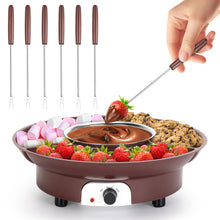 Load image into Gallery viewer, 10oz MINI Electric Chocolate Melting Pot, Melting Fondue Set with 6PCS Forks, Cute Chocolate Fondue Fountain, Warmer Machine for Milk Chocolate, Cheese, Butter, Candy (Black)