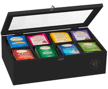 Load image into Gallery viewer, Bamboo Tea Bag Organizer Storage Box with Drawer &amp; Acrylic Window - Magnetic Lid Keeps Contents Fresh - Ideal Mothers Day Gifts for Mom - Gift Caddy (Tea Not Included)