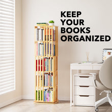 Load image into Gallery viewer, SpaceAid 6 Tier Rotating Bookshelf Tower, Bamboo Spinning Book Shelf, Revolving 360 Bookcase Storage Swivel Round Carousel, Vertical Rotate Turning Spiral Corner Organizer (6-Tier Walnut)