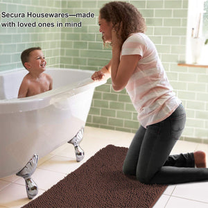 Secura Bathroom Rugs, 47 x 28 Inches, Extra Soft & Thick, Absorbent Water Bath Mat, Machine Washable Non-Slip Bath Mats for Bathroom, Shower, and Tub, Home Decor Accessories (Gray)