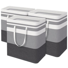 Load image into Gallery viewer, HomeHacks 3-Pack Large Laundry Basket, Waterproof, Freestanding Laundry Hamper, Collapsible Tall Clothes Hamper with Extended Handles for Clothes Toys in the Dorm and Family-(Gradient Grey, 88L)