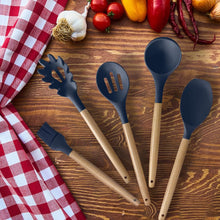 Load image into Gallery viewer, Kitchen Utensils Set- 35 PCs Cooking Utensils with Grater,Tongs, Spoon Spatula &amp;Turner Made of Heat Resistant Food Grade Silicone and Wooden Handles Kitchen Gadgets Tools Set for Nonstick Cookware