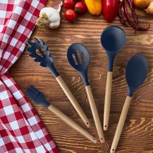 Kitchen Utensils Set- 35 PCs Cooking Utensils with Grater,Tongs, Spoon Spatula &Turner Made of Heat Resistant Food Grade Silicone and Wooden Handles Kitchen Gadgets Tools Set for Nonstick Cookware