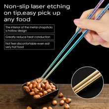 Load image into Gallery viewer, 8 Pairs Metal Chopsticks Reusable 18/8 Stainless Steel Chopsticks Set Cute Laser Engraved Non-slip Japanese Korean Chinese Chopstick for Cooking Eating Dishwasher Safe 9.25&quot; Chop Sticks Gift Set