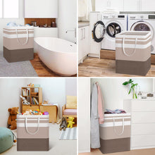 Load image into Gallery viewer, HomeHacks 2 Pack Large Laundry Baskets, Waterproof, Freestanding Laundry Hampers, Collapsible Clothes Hamper with Reinforced Handles in Laundry Room, College Dorm, Bathroom, Bedroom (Grey, 75Lx2)