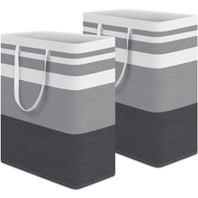 Load image into Gallery viewer, HomeHacks 2 Pack Large Laundry Baskets, Waterproof, Freestanding Laundry Hampers, Collapsible Clothes Hamper with Reinforced Handles in Laundry Room, College Dorm, Bathroom, Bedroom (Grey, 75Lx2)
