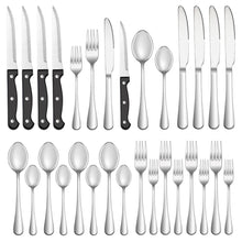 Load image into Gallery viewer, 24 Pcs Silverware Set with Steak Knives Service for 4,Stainless Steel Flatware Set,Mirror Polished Cutlery Utensil Set,Home Kitchen Eating Tableware Set,Include Fork Knife Spoon Set,Dishwasher Safe