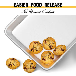 Commercial Quality Baking Sheet Pan Set, Natural Aluminum Cookie Sheet, Umite Chef Warp Resistant Nonstick Baker's Half Sheet Pan, Large Thick Cookie Tray Pans for Baking, Roasting(2 Pack, 18X13In)