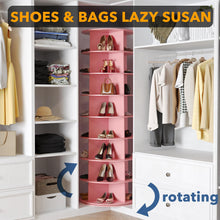 Load image into Gallery viewer, SpaceAid 7 Tier Rotating Shoe Rack Tower, Spinning Shoe Display Lazy Susan, Revolving 360 Shoe Rack Storage Round Carousel, Vertical Handbag Rotate Shoes Closet Organization (7-Tier White)