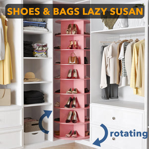 SpaceAid 7 Tier Rotating Shoe Rack Tower, Spinning Shoe Display Lazy Susan, Revolving 360 Shoe Rack Storage Round Carousel, Vertical Handbag Rotate Shoes Closet Organization (7-Tier White)