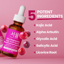 Load image into Gallery viewer, SeoulCeuticals Korean Skin Care Kojic Acid Serum Alpha Arbutin – Dark Spot Remover Corrector Glycolic Acid + Salicylic Acid K Beauty 1oz