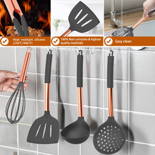 Load image into Gallery viewer, Silicone Cooking Utensil Set, Umite Chef 15pcs Silicone Cooking Kitchen Utensils Set, Non-stick - Best Kitchen Cookware with Stainless Steel Handle - Black