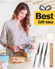 Load image into Gallery viewer, Fine Cooking Tweezers Set, Professional Stainless Steel Food Tongs, Kitchen Black Long Chef Tweezer for Cooking, Plating, Decorating and BBQ (BLACK, 10 inch)