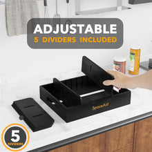 Load image into Gallery viewer, SpaceAid Bamboo Lid Organizer, Kitchen Pantry Lids Holder with 5 Adjustable Dividers for Cabinets, Food Storage Container Organizers, Natural