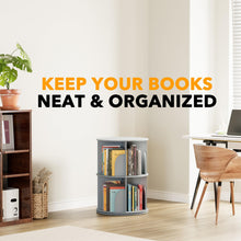 Load image into Gallery viewer, SpaceAid 4 Tier Rotating Bookshelf Tower, Spinning Bookcase Lazy Susan, Revolving 360 Book Shelf Storage Round Carousel, Vertical Rotate Turning Spiral Corner Organizer, White