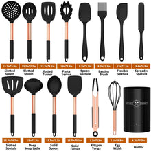 Load image into Gallery viewer, Silicone Cooking Utensil Set, Umite Chef 15pcs Silicone Cooking Kitchen Utensils Set, Non-stick - Best Kitchen Cookware with Stainless Steel Handle - Black