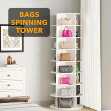 Load image into Gallery viewer, SpaceAid 7 Tier Rotating Shoe Rack Tower, Spinning Shoe Display Lazy Susan, Revolving 360 Shoe Rack Storage Round Carousel, Vertical Handbag Rotate Shoes Closet Organization (7-Tier White)