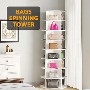 SpaceAid 7 Tier Rotating Shoe Rack Tower, Spinning Shoe Display Lazy Susan, Revolving 360 Shoe Rack Storage Round Carousel, Vertical Handbag Rotate Shoes Closet Organization (7-Tier White)