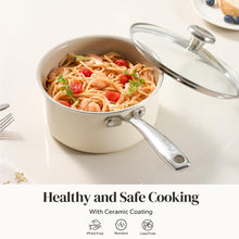 Load image into Gallery viewer, Redchef Nonstick Ceramic Sauce Pan With Lid, 2.5QT Small Cooking Pot with Stay-Cool Handle, Kitchen Non Toxic Soup Pot, PTFE &amp; PFOA Free, Oven &amp; Dishwasher Safe, Compatible with All Stovetops-Blue