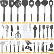 Load image into Gallery viewer, Silicone Cooking Utensil Set, Umite Chef 43 PCS Heat Resistant Kitchen Utensil Gadgets Set-Stainless Steel Handle- Kitchen Spatula Tools for Nonstick Cookware, Pots and Pans Accessories (Khaki)