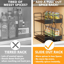Load image into Gallery viewer, SpaceAid Pull Out Spice Rack Organizer for Cabinet, Heavy Duty Slide Out Seasoning Kitchen Organizer, Cabinet Organizer, with Labels, 5.2&quot; W x10.75 D x10 H, 2 Drawers 2-Tier
