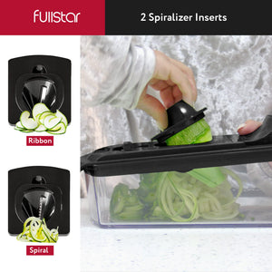 Vegetable Chopper and Spiralizer - Food Chopper with Container, Fruit Slicer, Kitchen Gadgets & Accessories, Home Essentials (4 in 1, White)