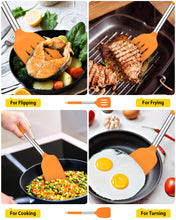 Load image into Gallery viewer, Pack of 2 Silicone Solid Turner, Non Stick Slotted Kitchen Spatulas, High Heat Resistant BPA Free Cooking Utensils, Ideal Cookware for Fish, Eggs, Pancakes(Black)