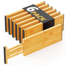 Load image into Gallery viewer, SpaceAid Bamboo Dresser Drawer Dividers 6 Pack, 4.65“ High Adjustable 12.5“-17” Drawer Organizers, Expandable Organization for Clothing, Clothes, Dressers, Natural