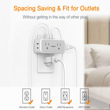 Load image into Gallery viewer, Surge Protector Outlet Extender, TESSAN Multi Plug Splitter with 4 Electrical Outlets 3 USB Ports(1 USB C), Multiple Plug Mini Wall Expander for Home Bathroom Office Dorm Room Essentials