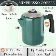 Load image into Gallery viewer, Mixpresso Stainless Steel Stovetop Coffee Percolator, 52 oz Classic Percolator Coffee Pot, Excellent As Camping Pot, 12 Cup Stainless Steel Camping Coffee Makers, Cool-Touch Handle.