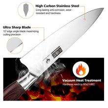 Load image into Gallery viewer, Kitchen Knife Set with Block 18-Piece, Super Sharp High Carbon Stainless Steel Chef Knife Set, Professional Cutlery Knife Set with Sharpener