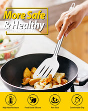 Load image into Gallery viewer, Pack of 4 Silicone Cooking Utensils Set, Non Stick Large Solid Spatulas, Heat Resistant Black Slotted Spoons, Ideal BPA Free Kitchen Turners for Frying, Mixing,Serving,Draining,Turning,Stirring
