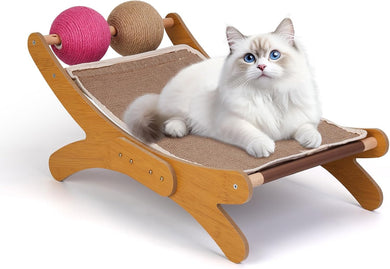Outamateur Cat Scratching Pad, Cat Scratcher Bed, Cats Mini Chair with Sisal Scratching Ball and Bell, Cats Lounger with Removable Scratching Pad for Indoor Small Pets